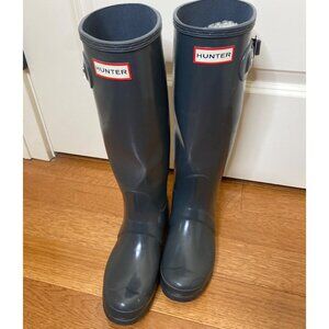 Hunter Original Tall Gloss Rain Boots Women’s US 6 EU 37 Gray Wellington